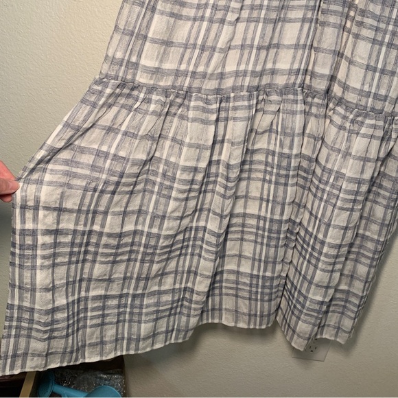 NWT Cottagecore DKNY Size 14 Plaid Knee Length Tank V-neck Dress Boho Chic - Picture 9 of 11